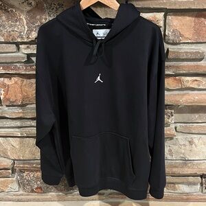 Jordan Sport Dri-Fit Black Hoodie with Center Jumpman Logo